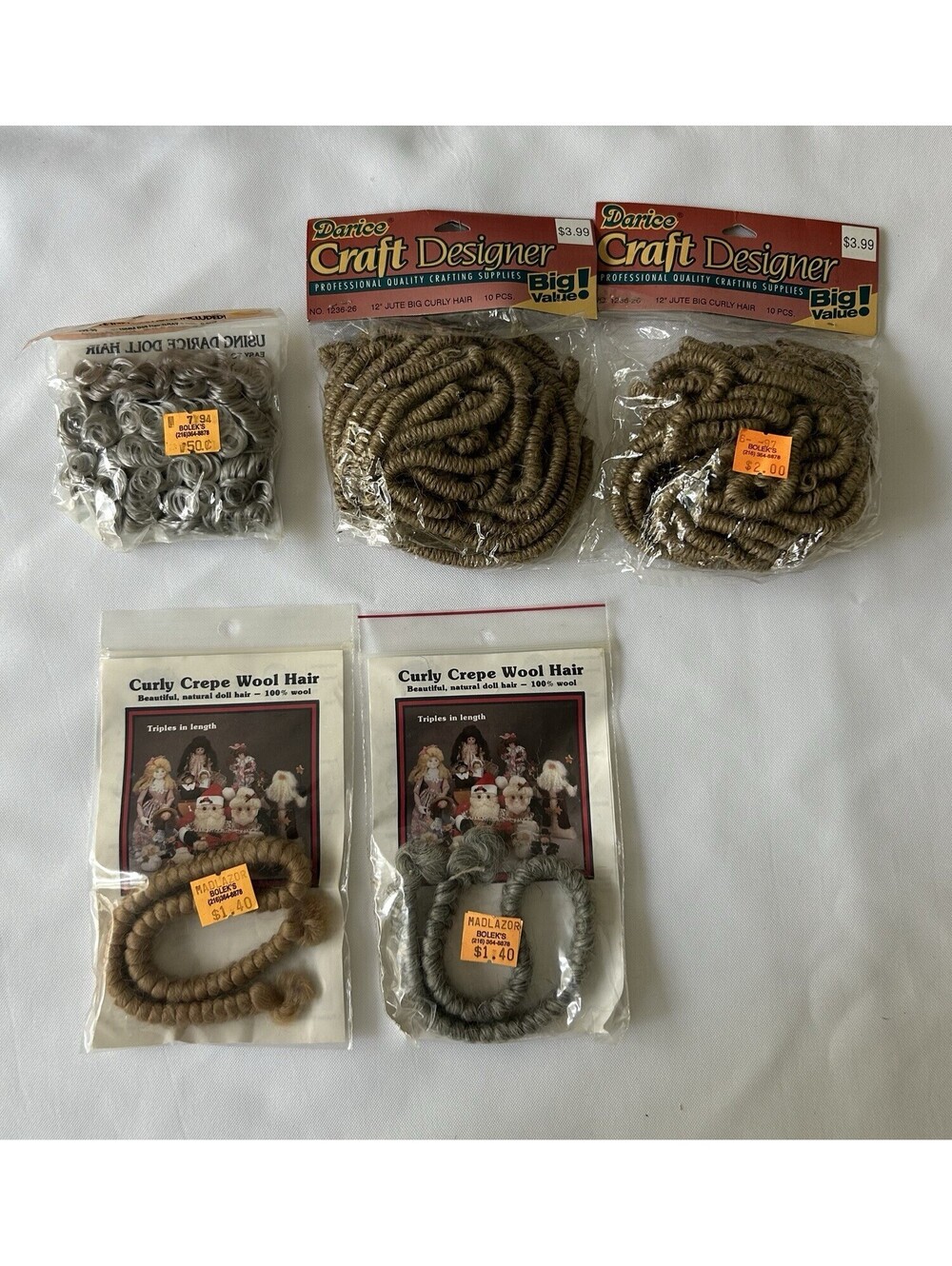 Lot Of 19 Full & Partial Bags Of Craft Doll Hair Wigs Various Colors & Textures - Picture 4 of 5